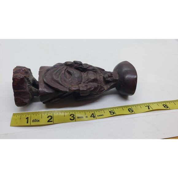 Vintage Hand Carved Wood Sculpture Woman Working Ethnic - Picture 9 of 10